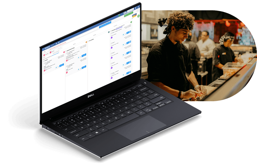 Notebook com sistema Saipos e Chef no restaurante
